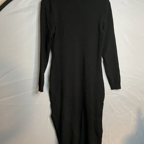 Kangol X H&M Womens L Black Long Sleeves Embroidered Ribbed Knit Bodycon Dress - Picture 13 of 13